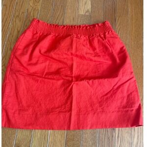 J Crew Mini Skirt Womens Size 4 Red Elastic Waist Stretch A-Line Straight Pocket